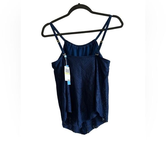 Bleu Rod Beattie Swim Top Crochet Tankini Black 4 Mesh NWT - Picture 2 of 7